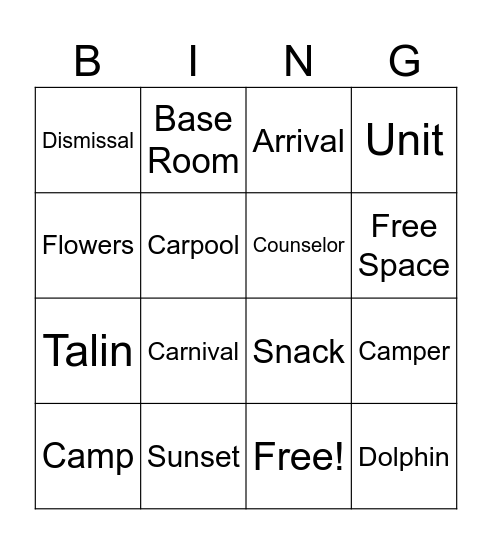 Staff Bingo Card