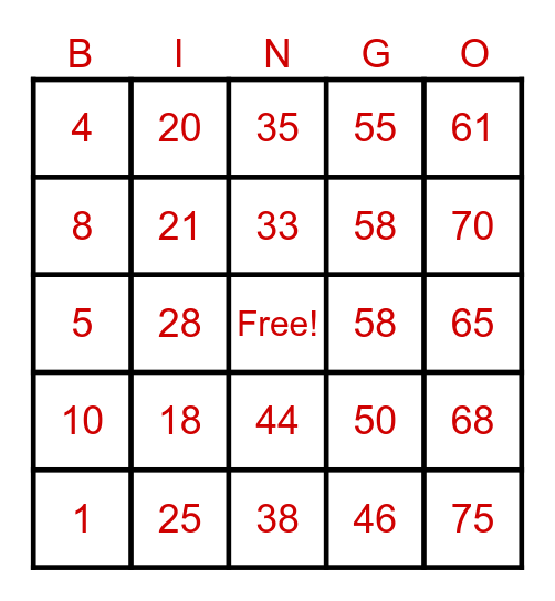 TKS BINGO BONANZA Bingo Card