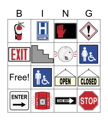 Safety Sign Bingo Card