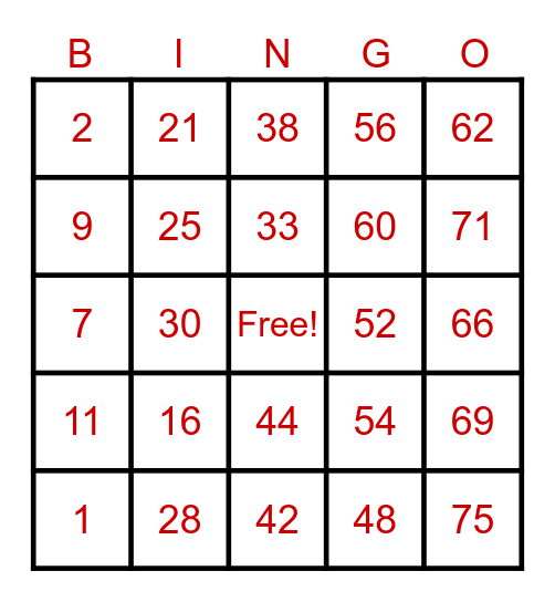 TKS BINGO BONANZA Bingo Card