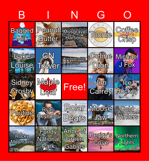 Canadian Themed Bingo Card