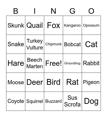 Blake & Steph- Roadkill Overkill Bingo Card