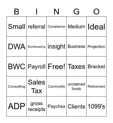 DWA Tax Consultants Bingo Card