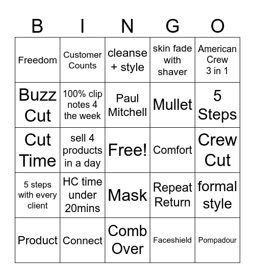 Longitude Great Clips Bingo! Bingo Card