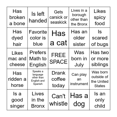 Find Someone Who... Bingo Card