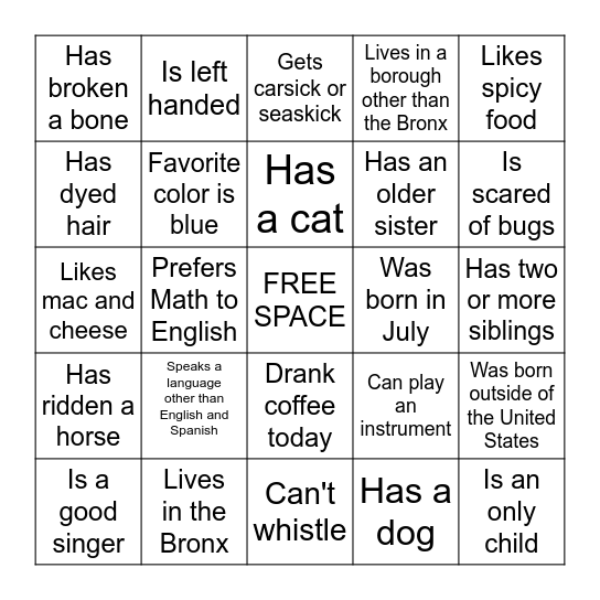 Find Someone Who... Bingo Card