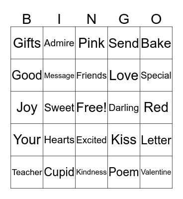 Sweetheart Bingo Card