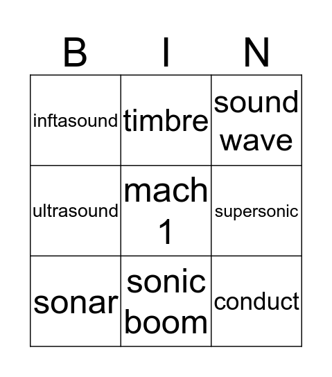 Lesson 9 Bingo Card