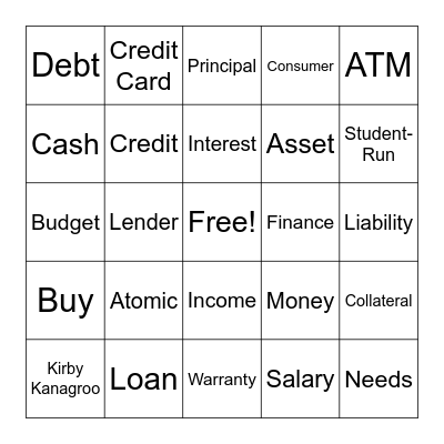 Atomic Credit Union Bingo Card