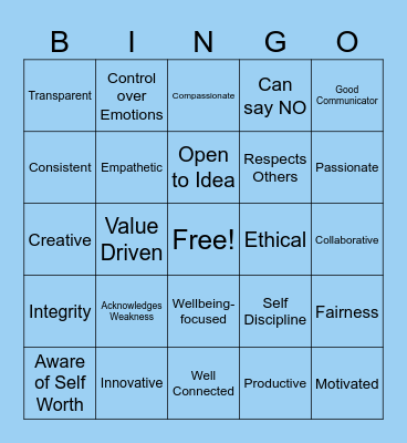 AUTHENTIC LEADERSHIP BINGO Card