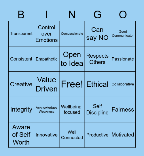 AUTHENTIC LEADERSHIP BINGO Card