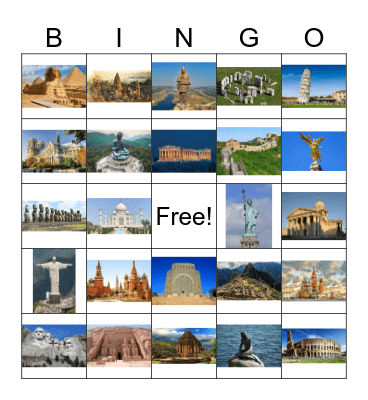 Famous Monuments Bingo Card