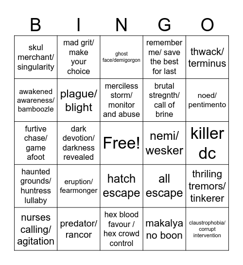 In the Morgue by Daylight Bingo Card