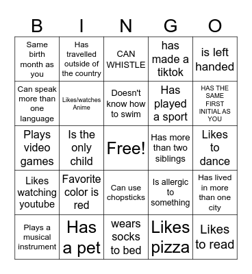 Get To Know BINGO Card