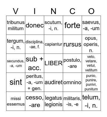 Chapter 35 Vocabulary Bingo Card