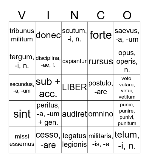 Chapter 35 Vocabulary Bingo Card