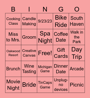 DATE NIGHT BINGO Card
