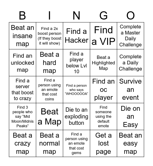 Fe2 Bingo Card