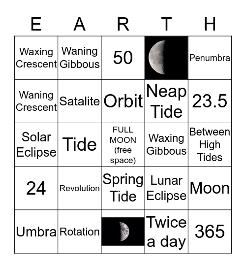 Earth Cycles Bingo Card