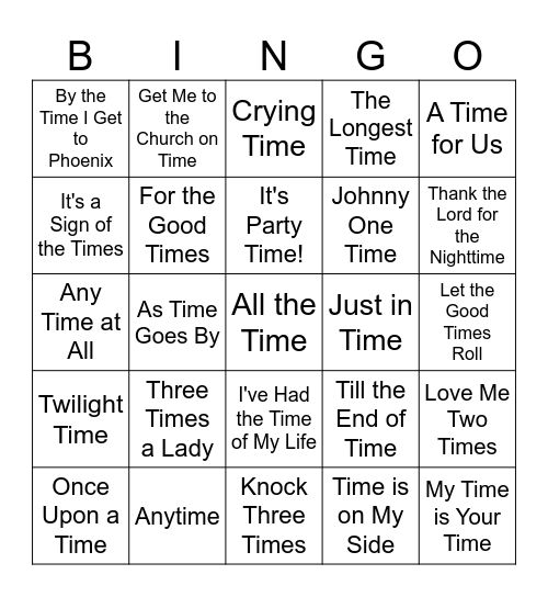 Music Bingo #9   AS TIME GOES BY Bingo Card
