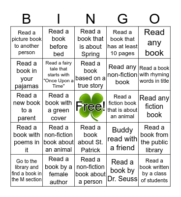 March Reading Bingo Challenge Bingo Card