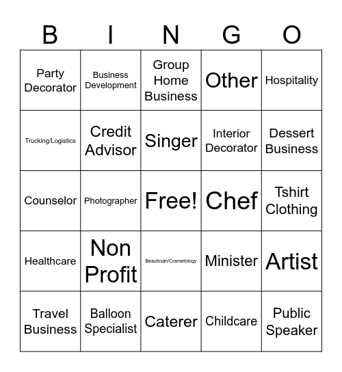 3-N-1 Trinity Services Entrepreneur Networking Bingo Card