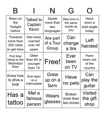 Get to Know You BINGO Card