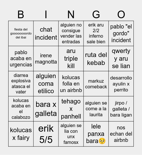 MADRID Bingo Card