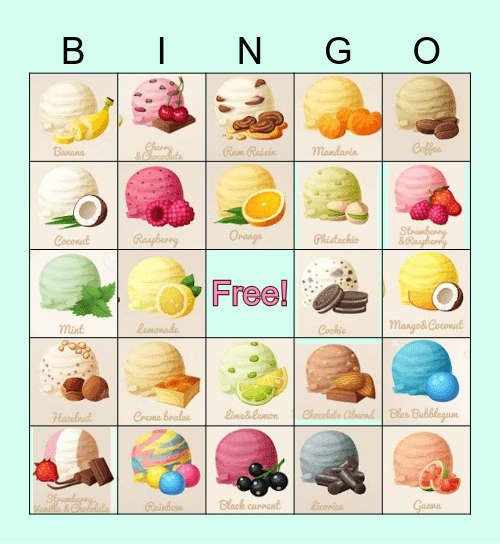 💕🍧🤗 ice cream bingo  🤗🍧💕 Bingo Card