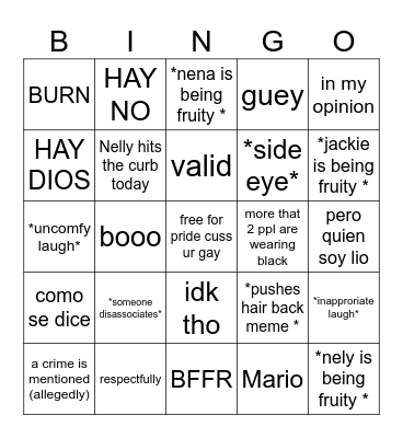no mames bingo Card