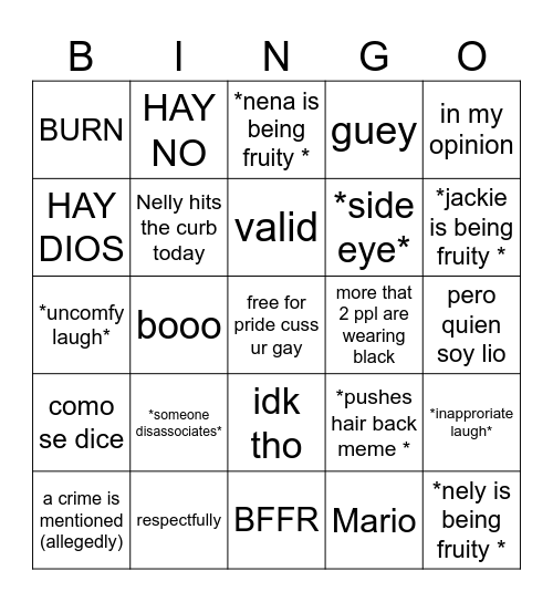 no mames bingo Card