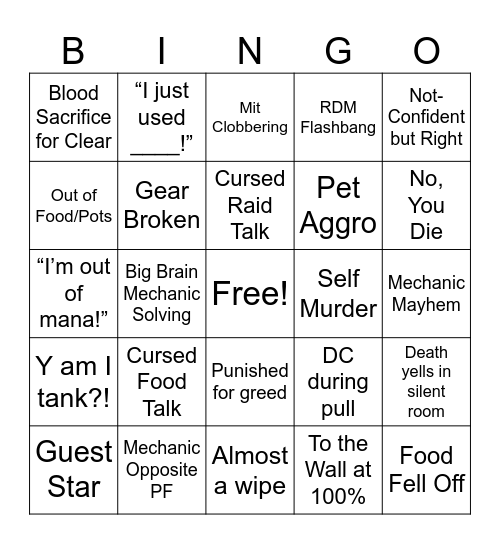 Braudac Bimgo Bingo Card