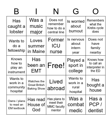 Intern Bingo! Bingo Card