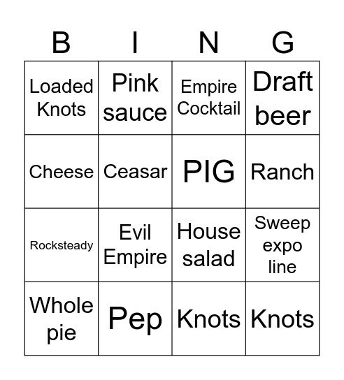 Empire Bingo :) Bingo Card