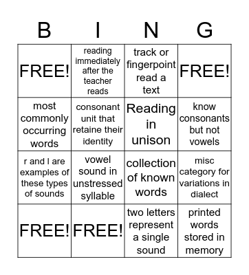 Answer Key Bingo Card