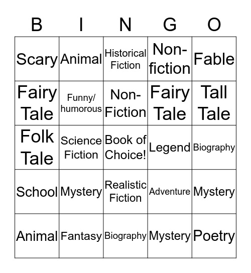 Literary Genres II Bingo Card