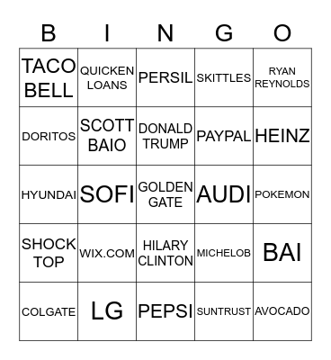 SUPER BOWL 50 Bingo Card