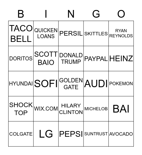 SUPER BOWL 50 Bingo Card