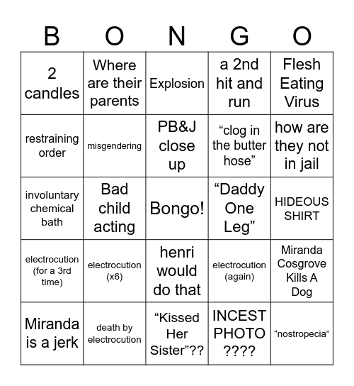 Drake and Josh Bingo Card