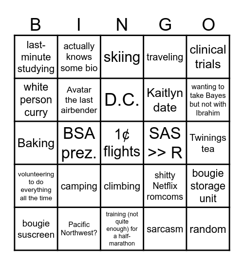 Kaitlyn Bingo Card