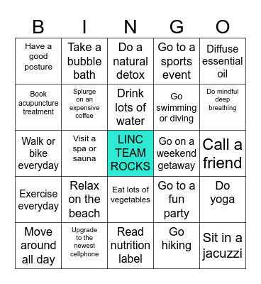 WELLNESS Bingo Card