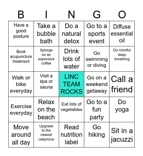 WELLNESS Bingo Card