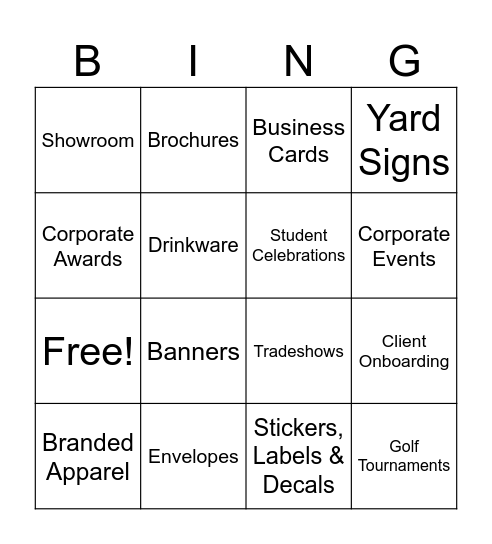 OOS Referral Generation Bingo Card