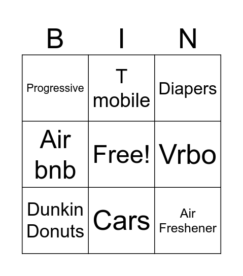 HULU Ads Bingo! Bingo Card