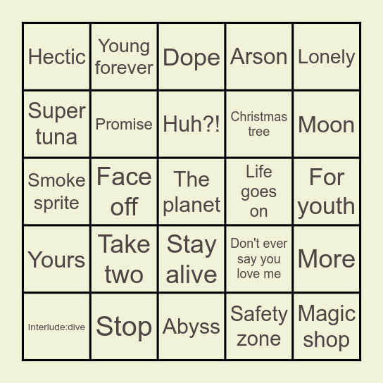Your_heart_boom Bingo Card