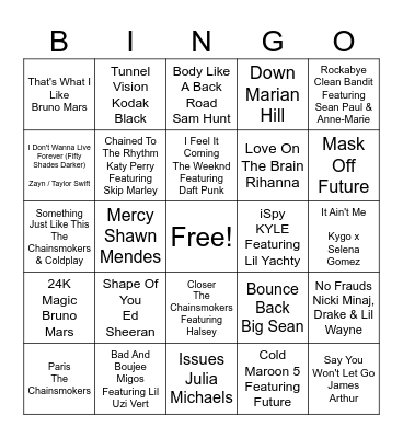 MUSIC Bingo Card