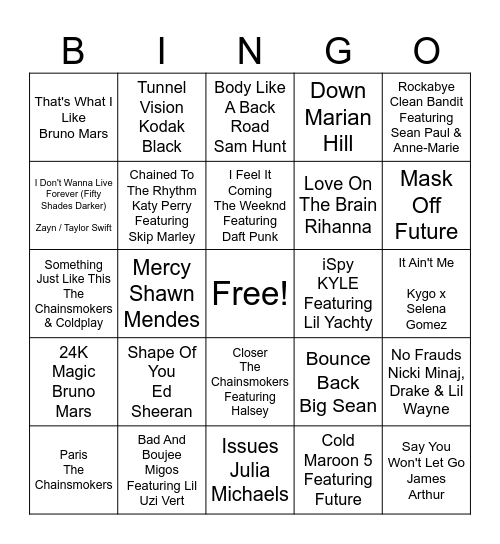 MUSIC Bingo Card