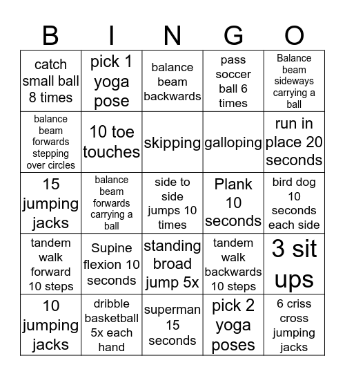 PT Bingo Card