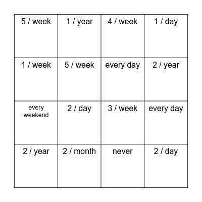 Good Habits Bingo Card