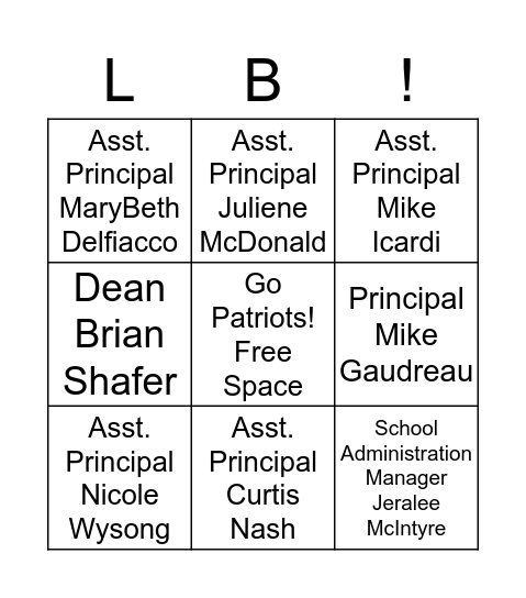 Brantley Bingo: Find the Administrator Bingo Card